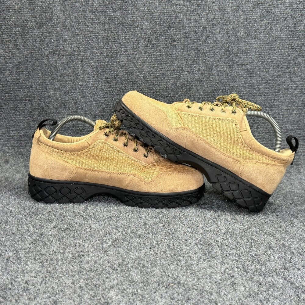 Bike Vintage Hiking Shoe Womens Size 8 Tan Canvas Burlap Suede Low Lace Athletic - Picture 8 of 12